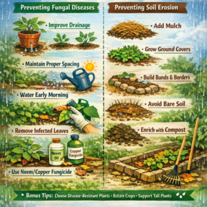 Monsoon-Ready Garden: Preventing Fungal Diseases & Soil Erosion